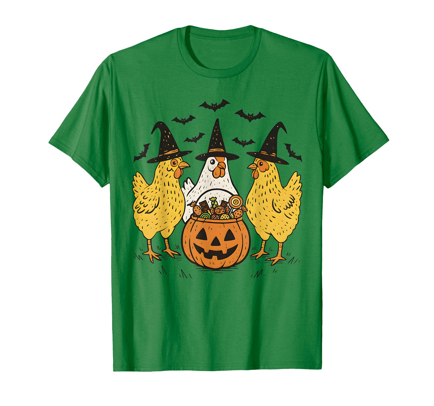 Chicken Halloween Pumpkin Spooky Season Funny Chickens Witch T-Shirt