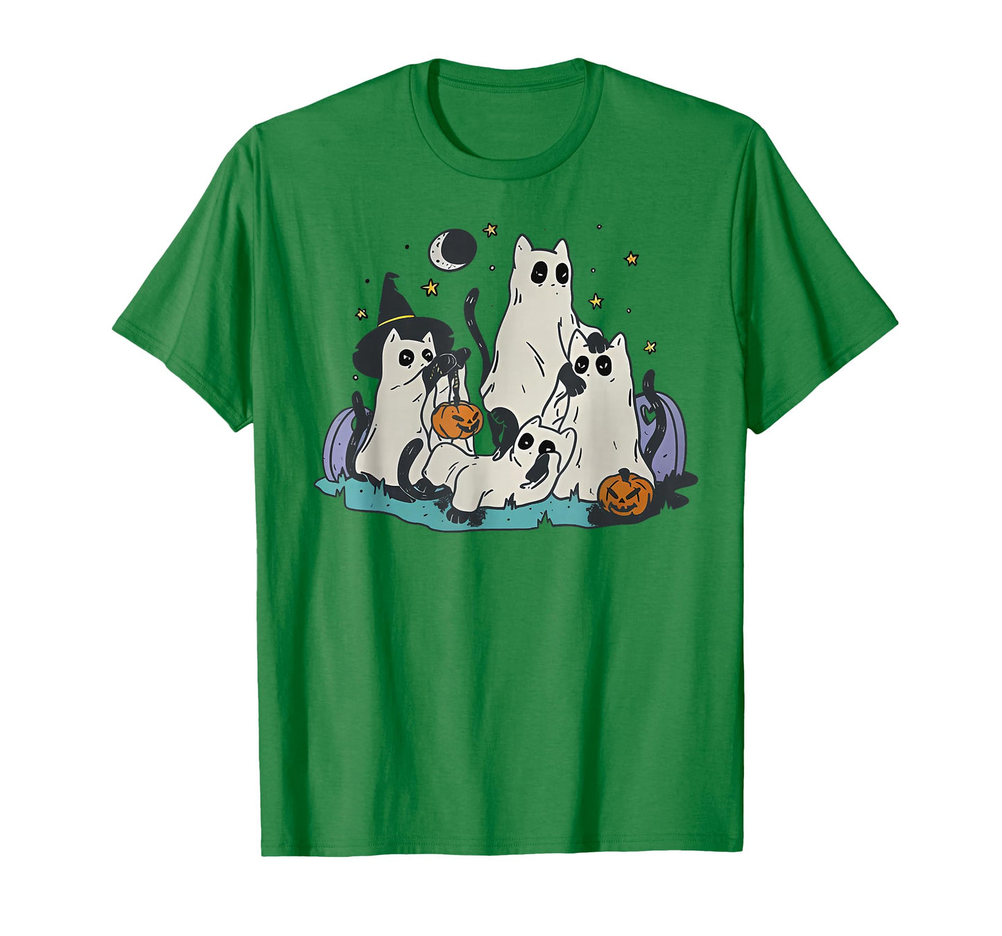 Cute Witch Ghost Cats Pumpkins Halloween Spooky Boys Girls T-Shirt