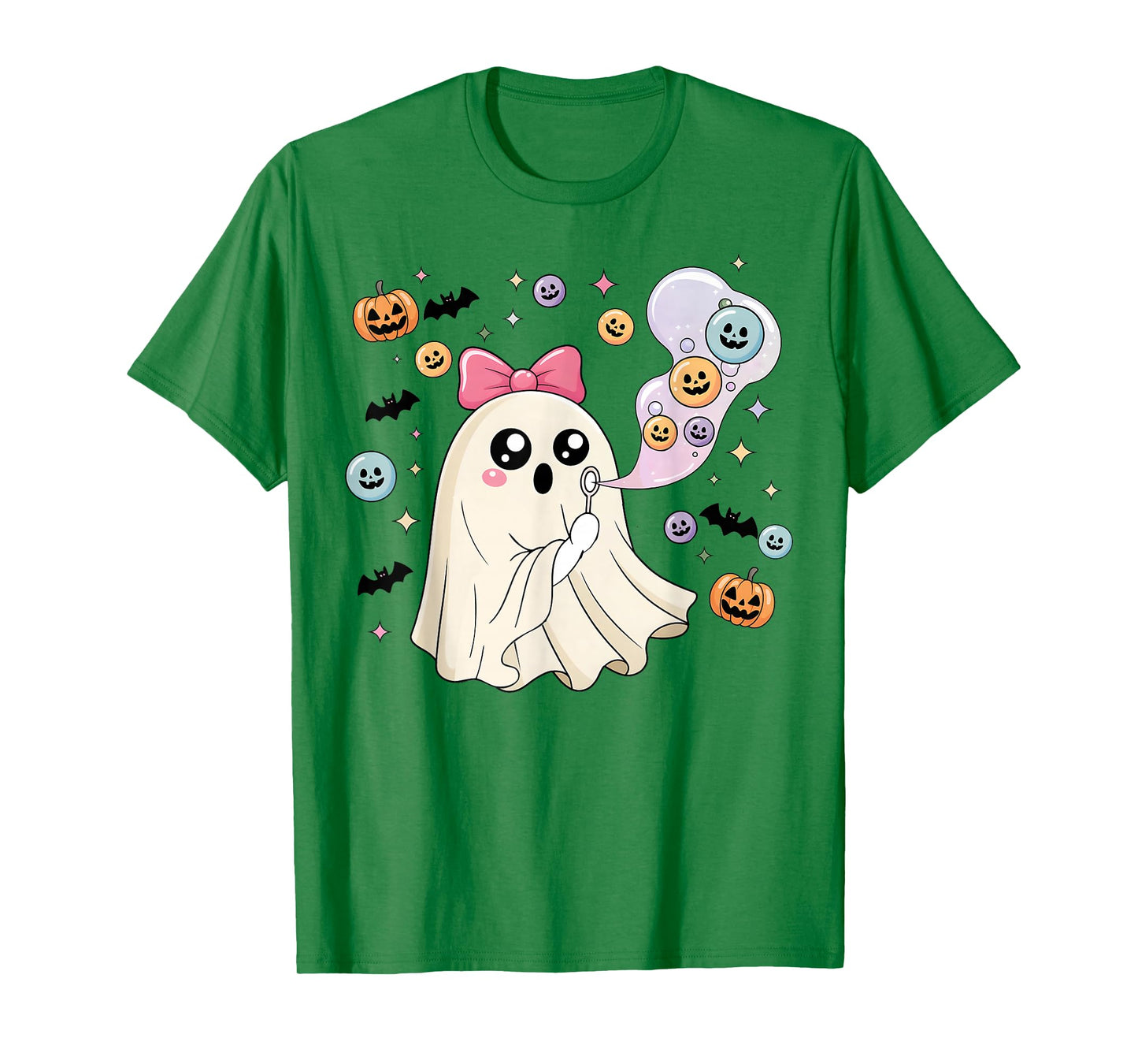 Preppy Coquette Ghost Halloween, Blowing Bubble Halloween T-Shirt