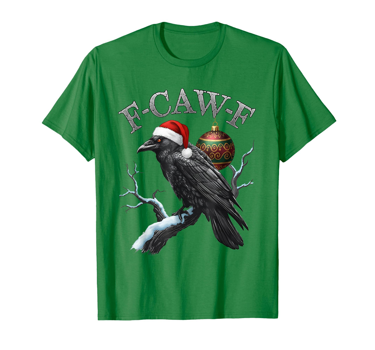Black Crow, F-Caw-F Santa Hat Black Bird Gothic Christmas T-Shirt