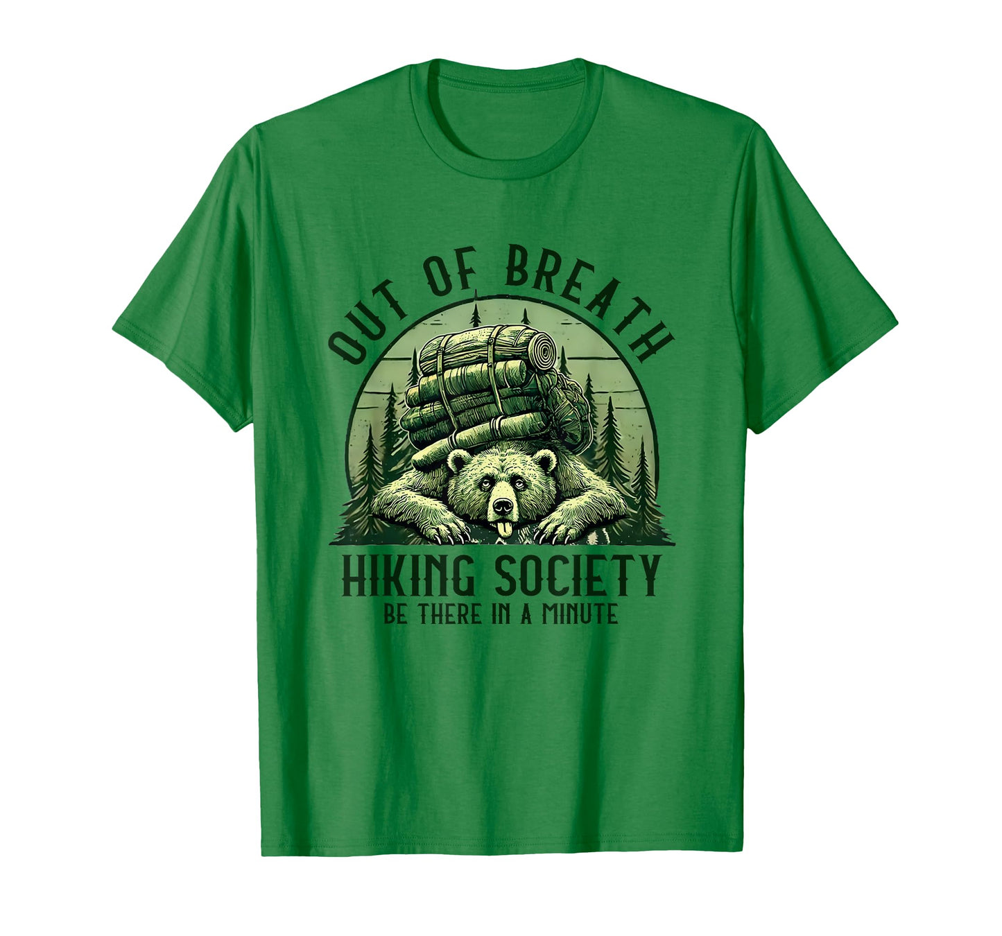 Out of Breath Hiking Society Funny Bear Outdoorsy Vintage T-Shirt