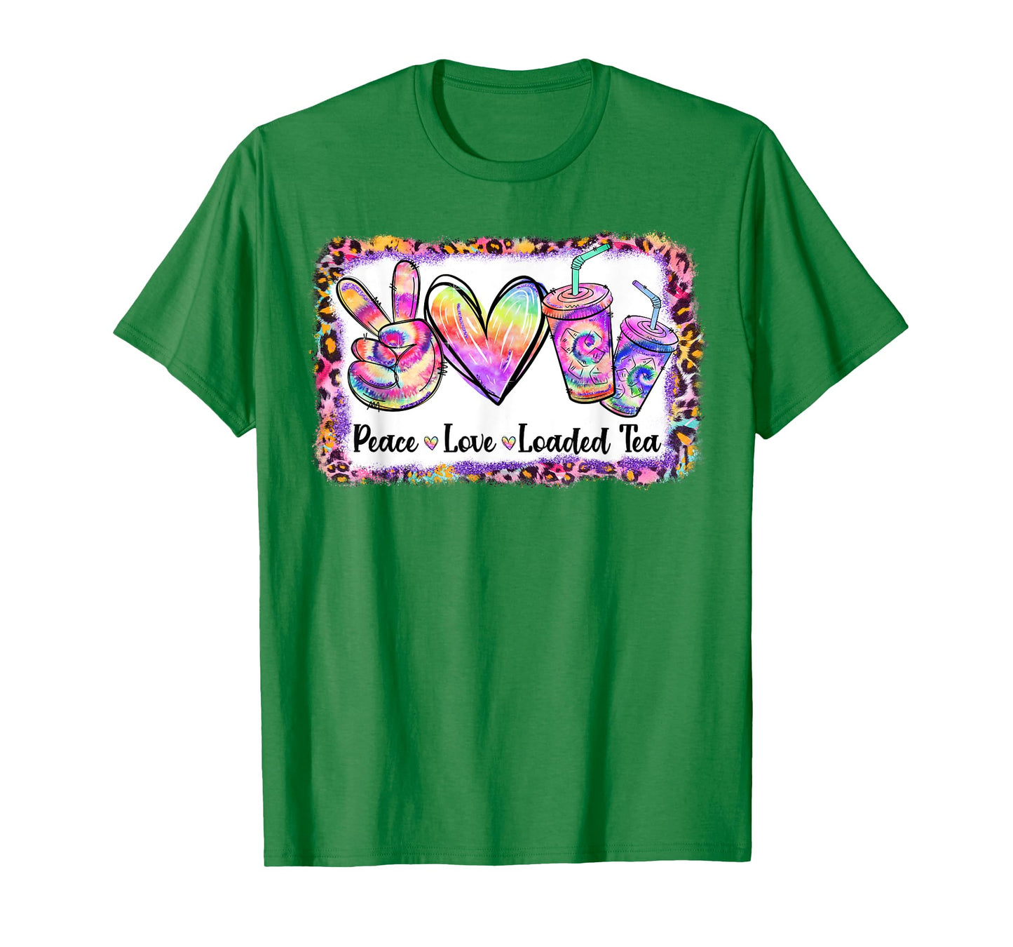 Retro Vintage Peace Love Loaded Tea Lover Tie Dye Pattern T-Shirt
