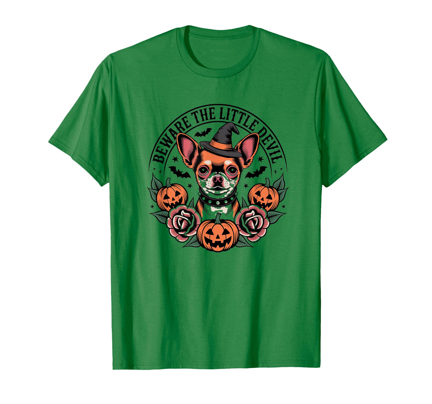 Chihuahua Witch Costume Funny Small Breed Beware Sign T-Shirt
