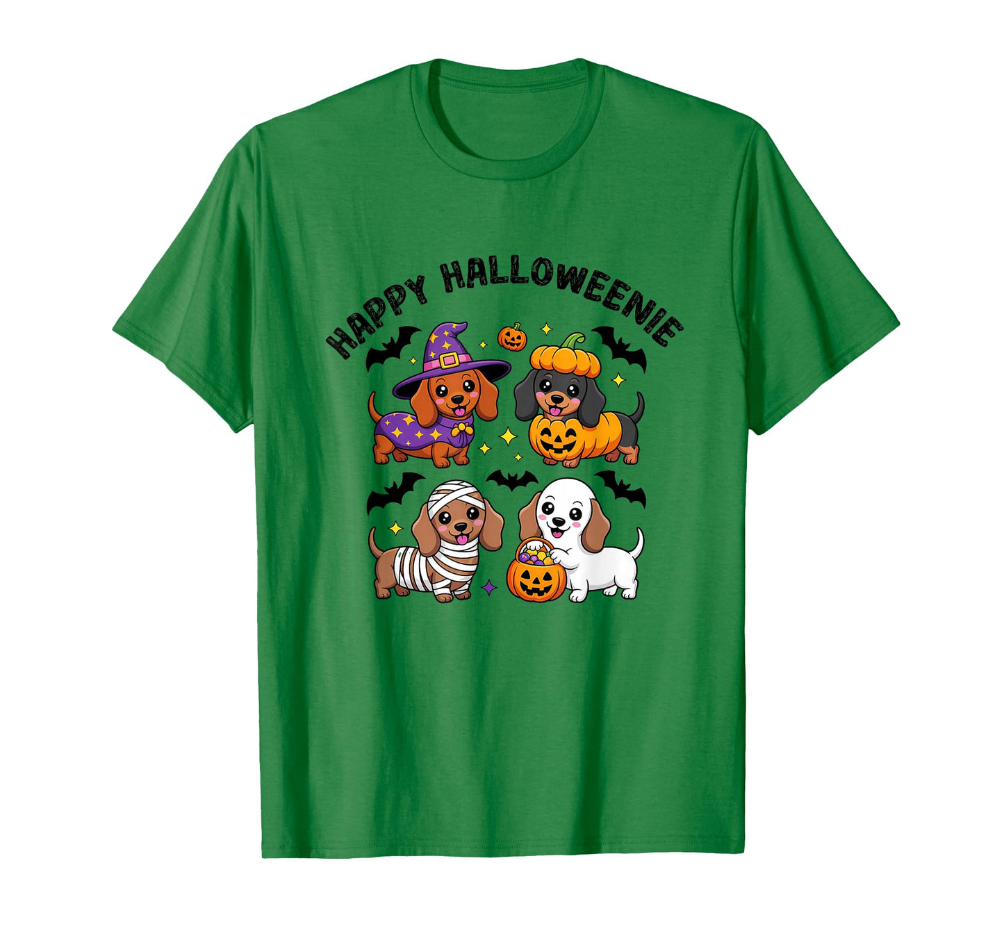 Weiner Dog Witch Happy Halloweenie Cute Halloween Dachshund T-Shirt