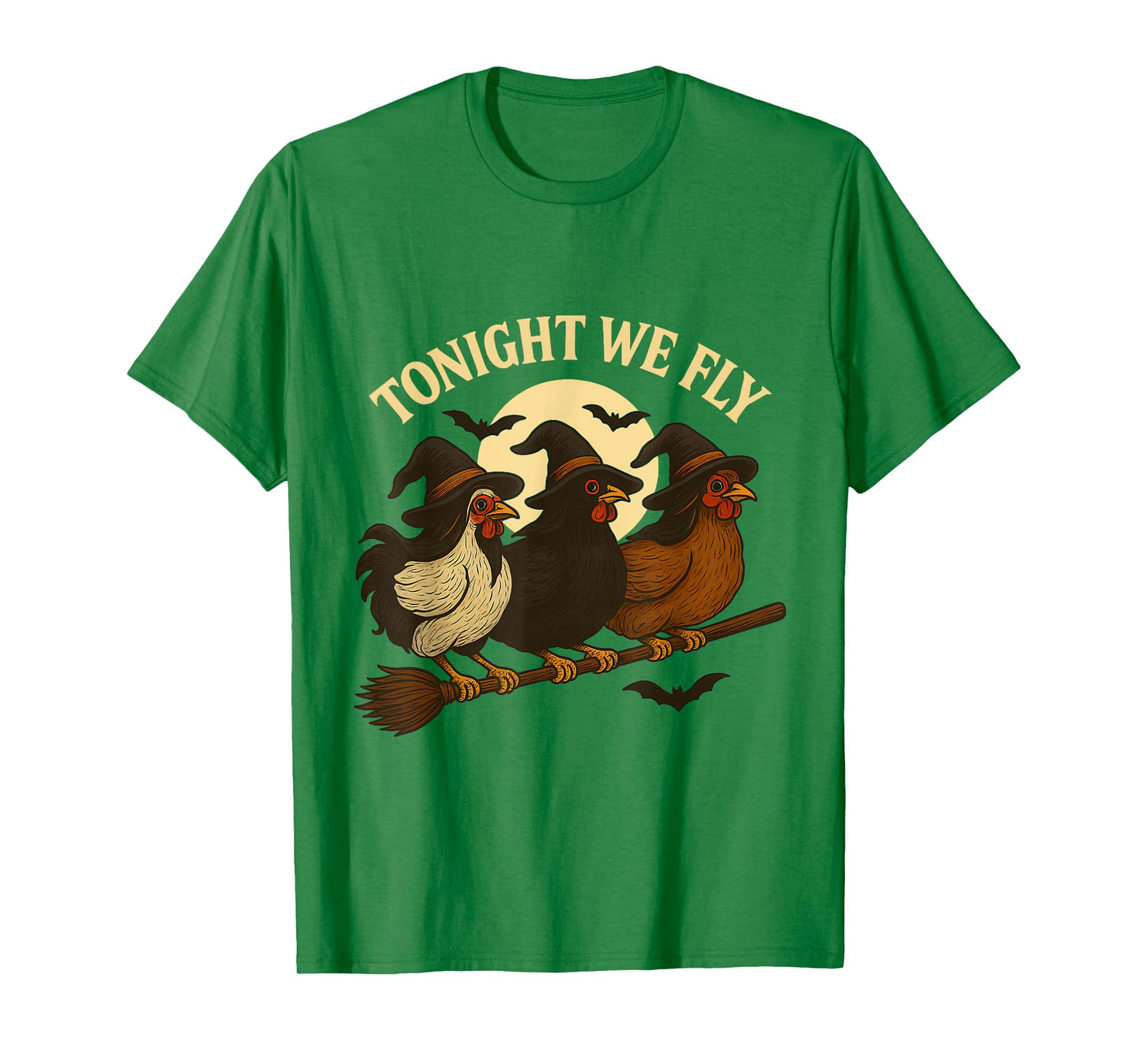 Tonight We Fly Funny Chicken Witches Halloween Spooky Season T-Shirt