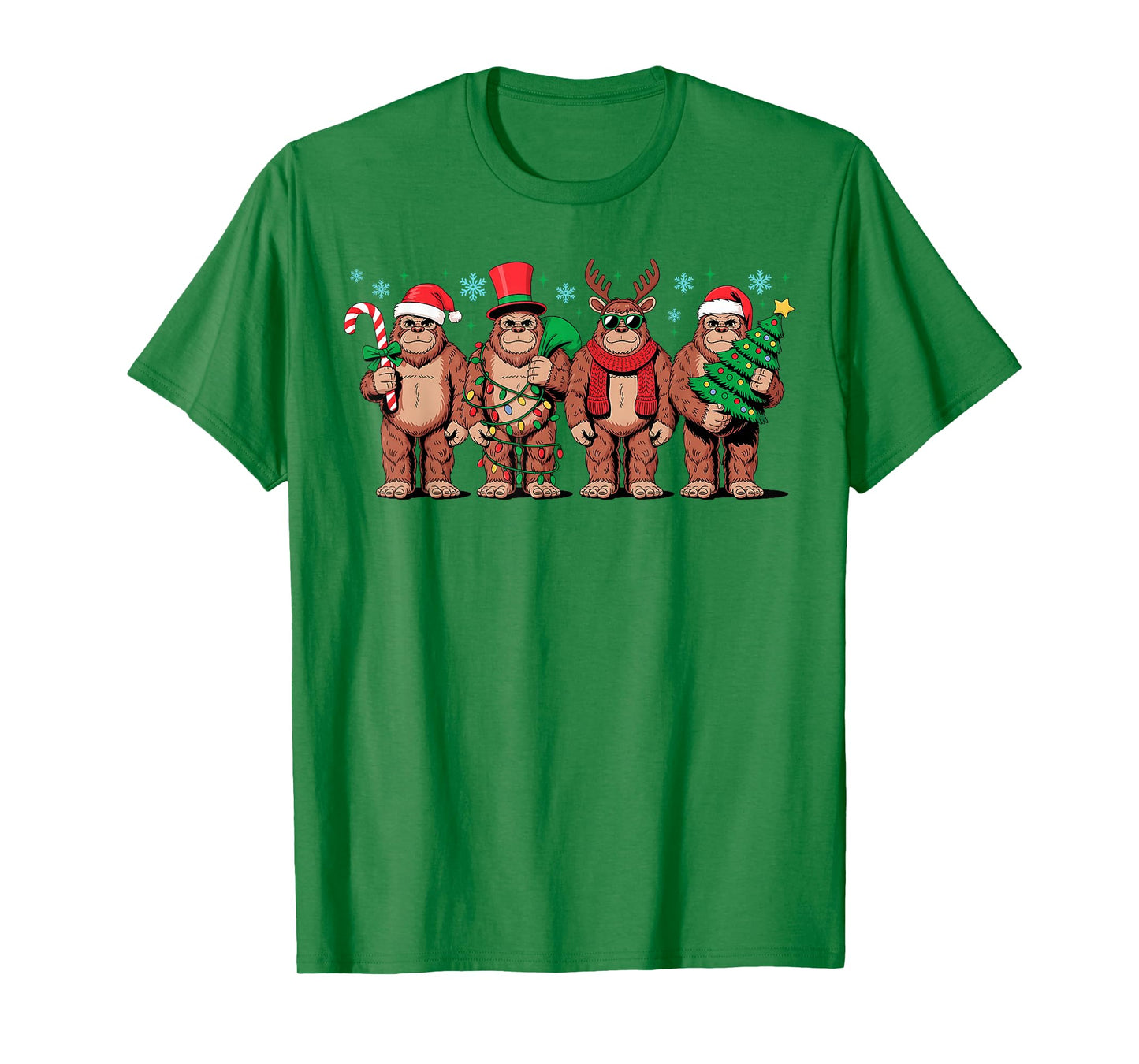 Bigfoot Santa Christmas Tree Lights Sasquatch Merry Christma T-Shirt