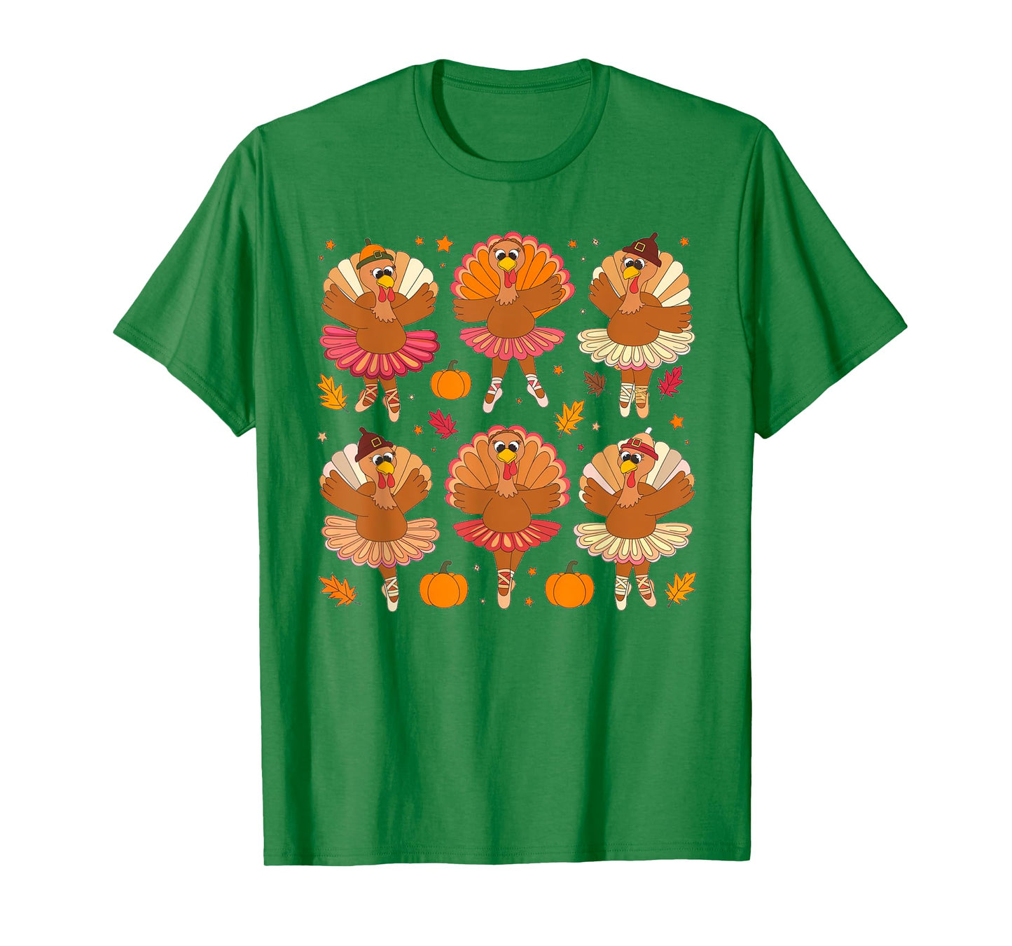 Autumn Ballerinas Dancing Cute Turkey Thanksgiving Girls T-Shirt