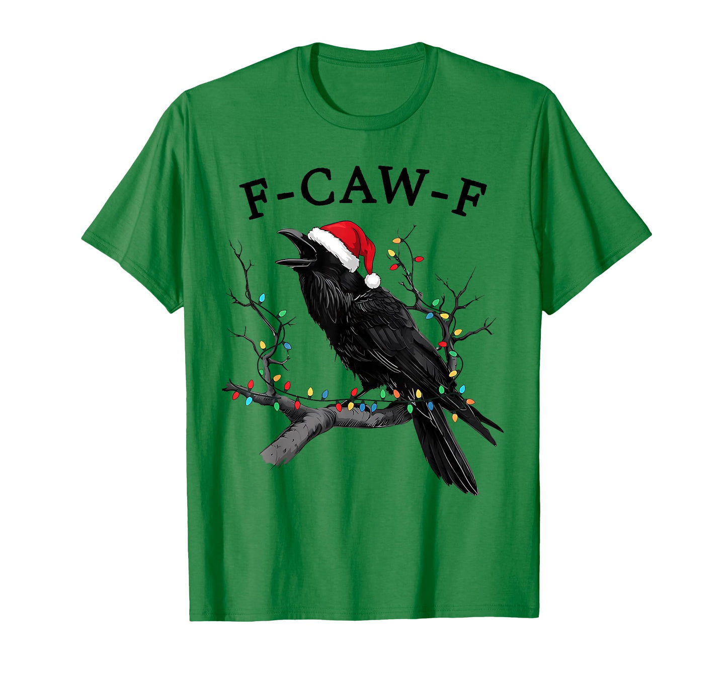 Black Crow, F-Caw-F Funny Christmas Raven Santa Hat Xmas PJs T-Shirt