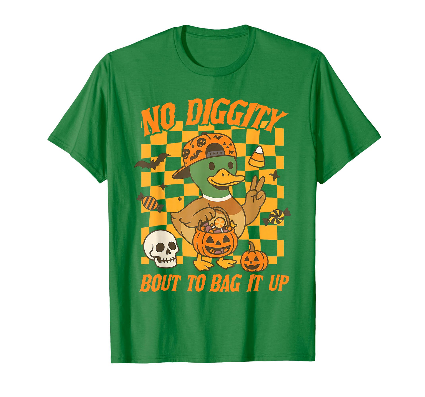 Halloween Mallard Duck Spooky No Diggity Bout to Bag Its Up T-Shirt