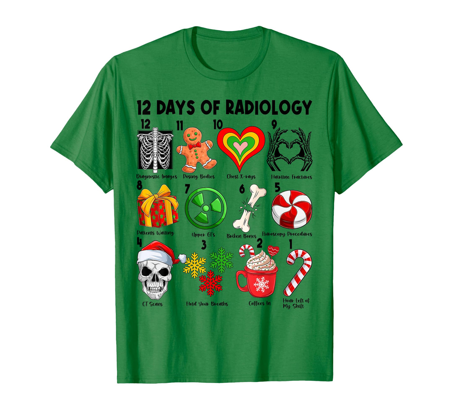 12 Days of Radiology Xray Tech CT MRI Merry Christmas PJS T-Shirt