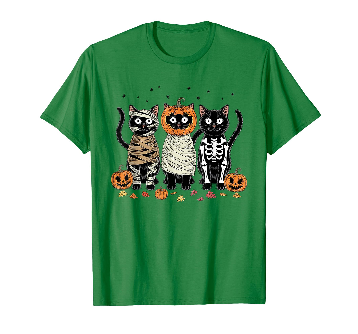 Retro Cat Witch Scary Halloween Pumpkin Women Men Kids T-Shirt