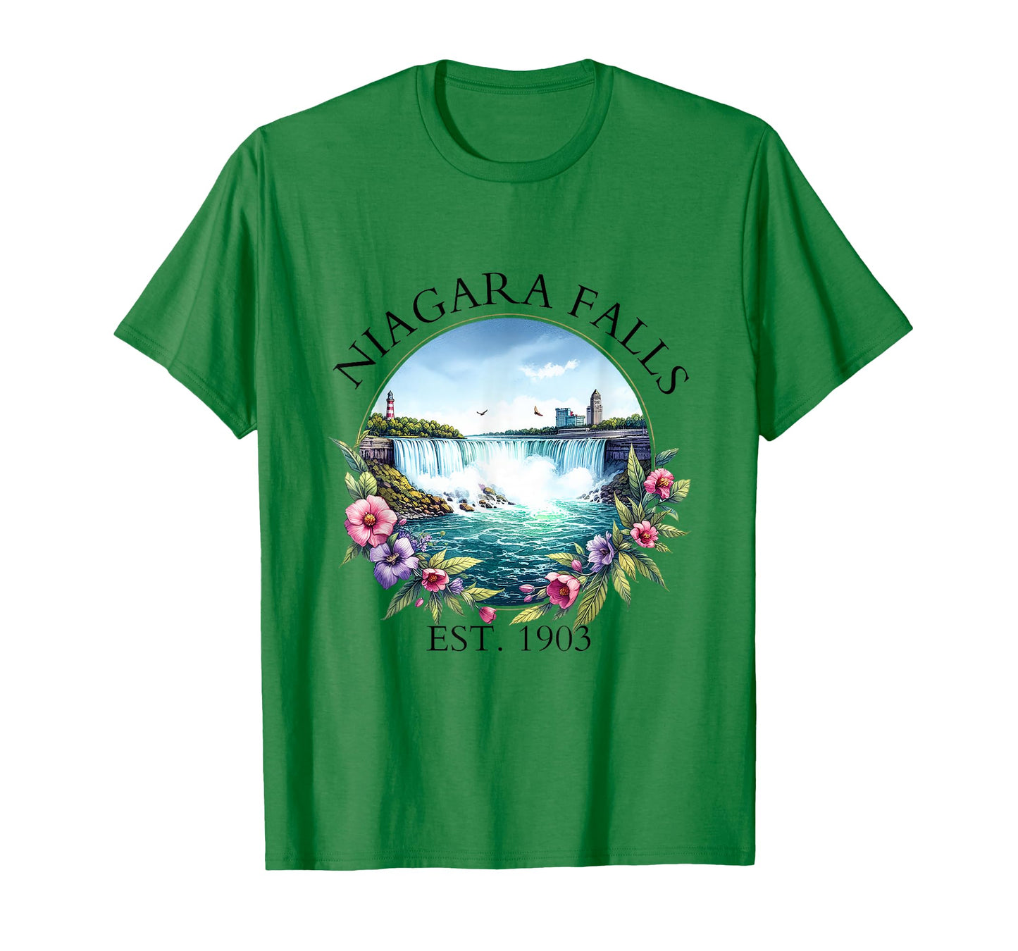Retro Floral Niagara Falls Trip Outdoor Family Vacation T-Shirt