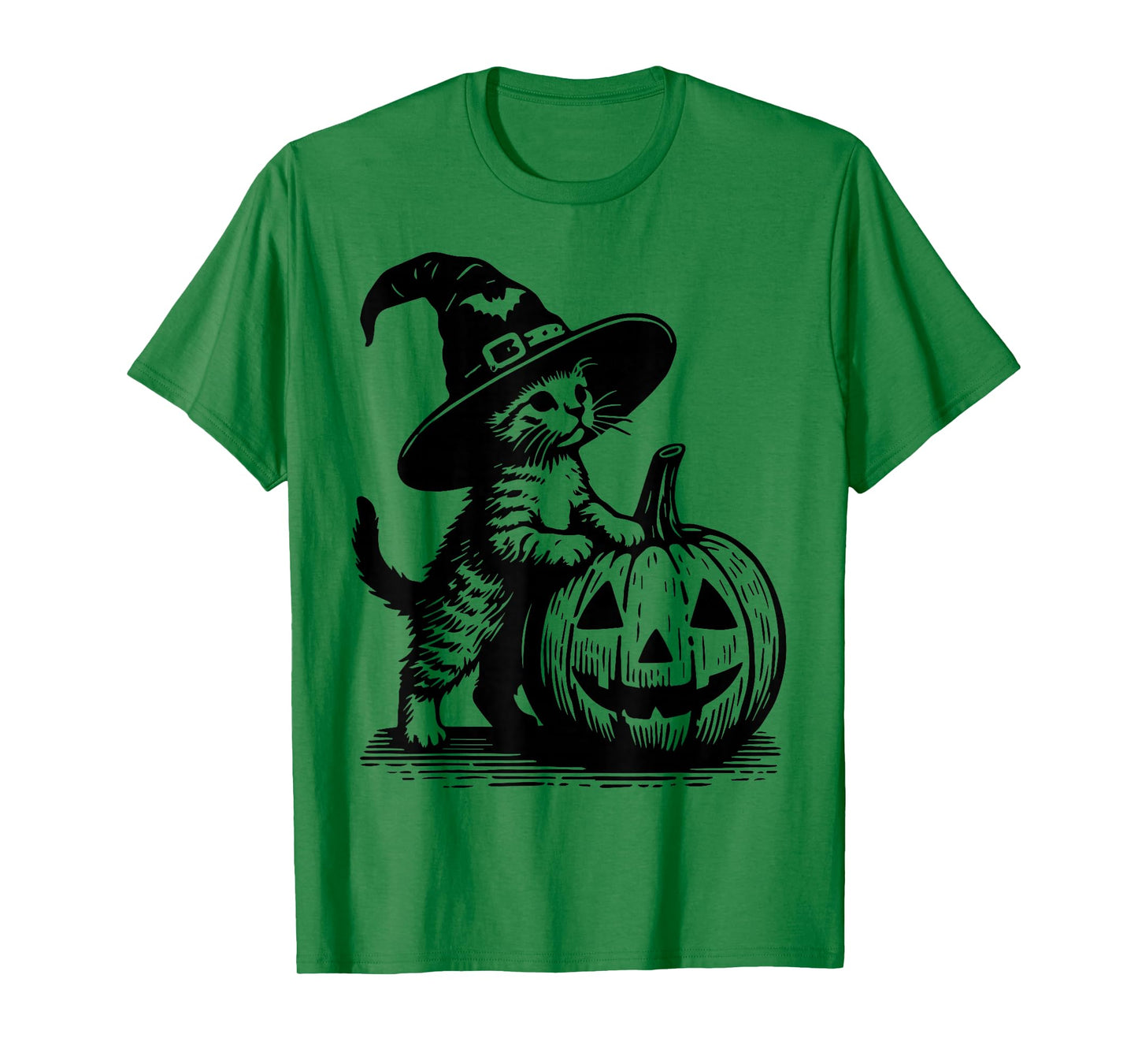 Vintage Cute Halloween Kitty Retro Witch cat Pumpkin Graphic T-Shirt