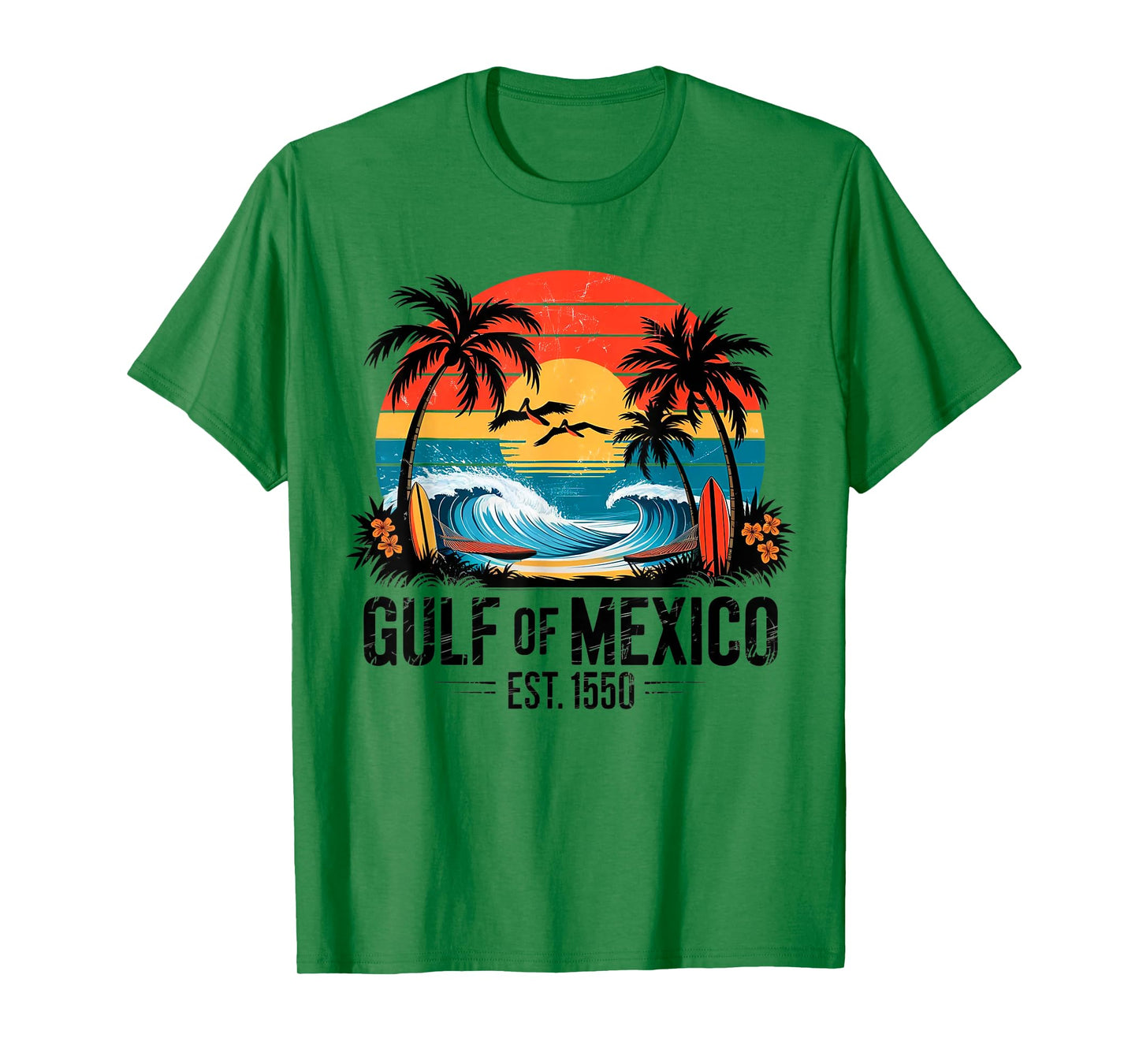 Vintage Ocean Sunset Beach Gulf of Mexico Est 1550 T-Shirt