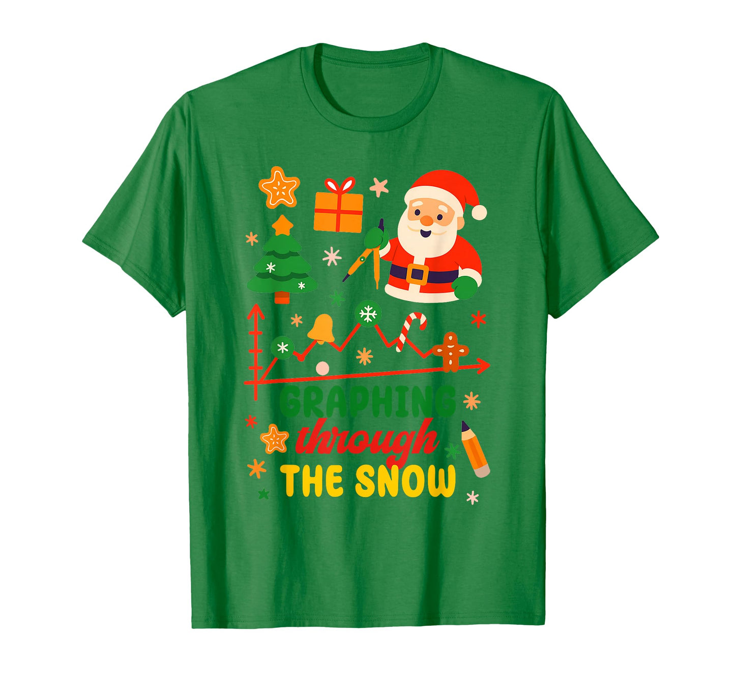 Math Teacher Algebra Pun Christmas Xmas Graphing The Snow T-Shirt