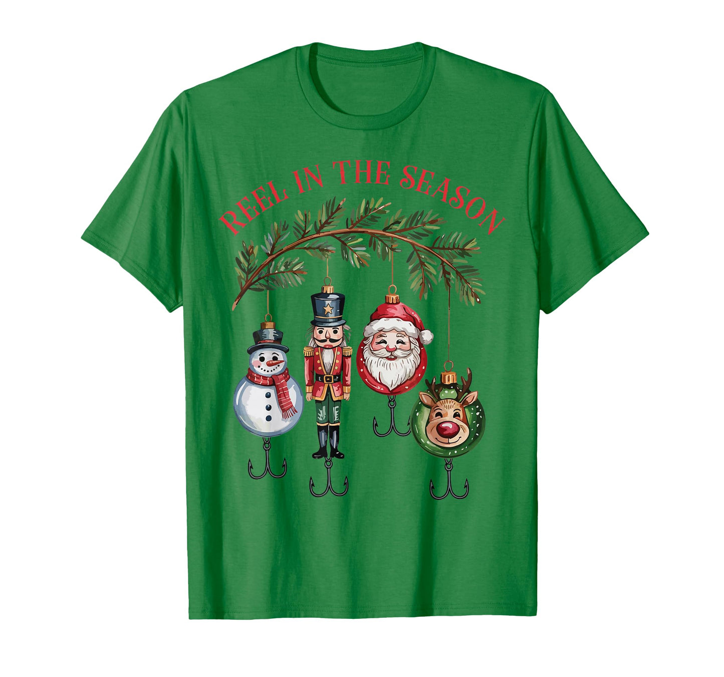 Funny Fisherman Christmas Santa Fishing Reel in The Season T-Shirt