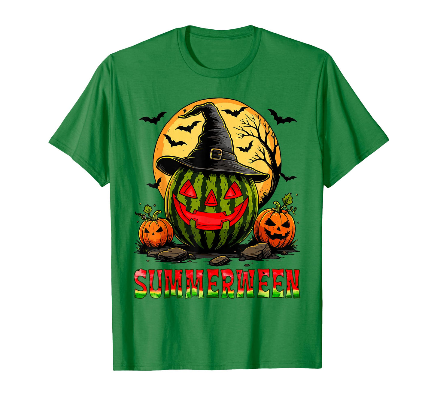 Summerween Watermelon Witch Hat Halloween Summer Vacation T-Shirt