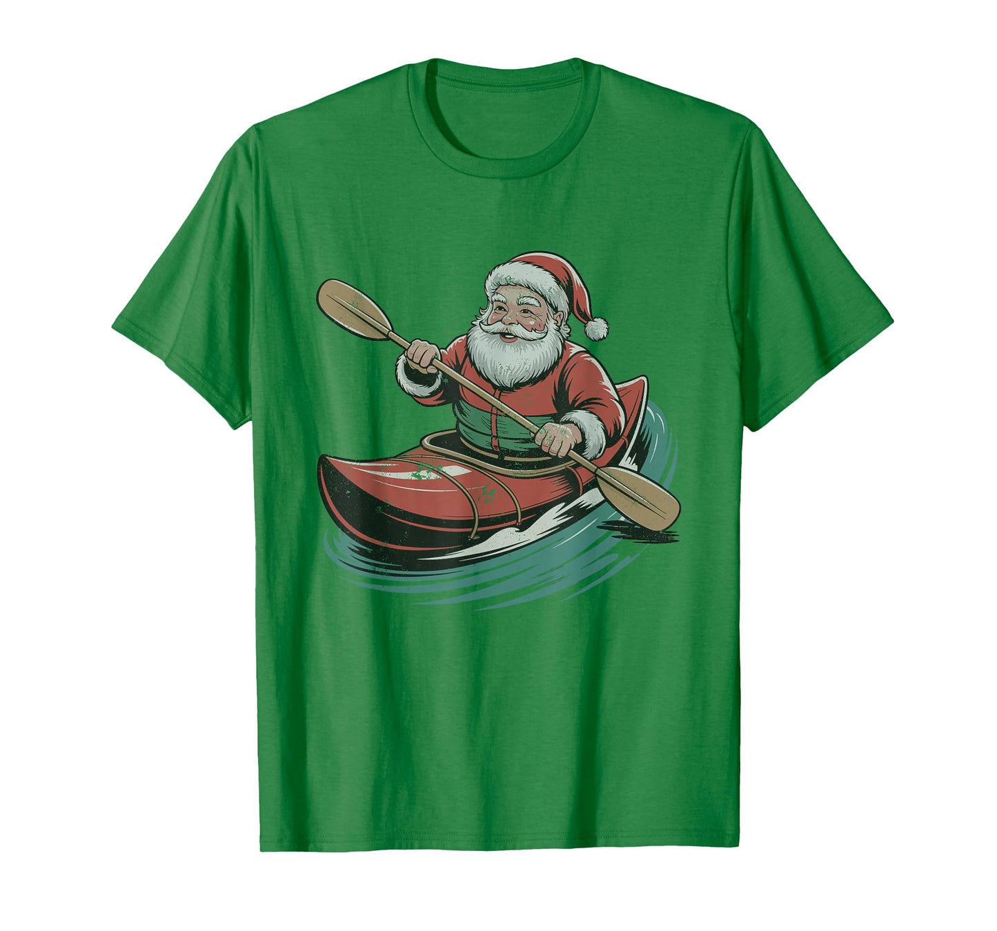 Santa Kayaking Christmas Holiday Sports Retro Vintage 90s T-Shirt