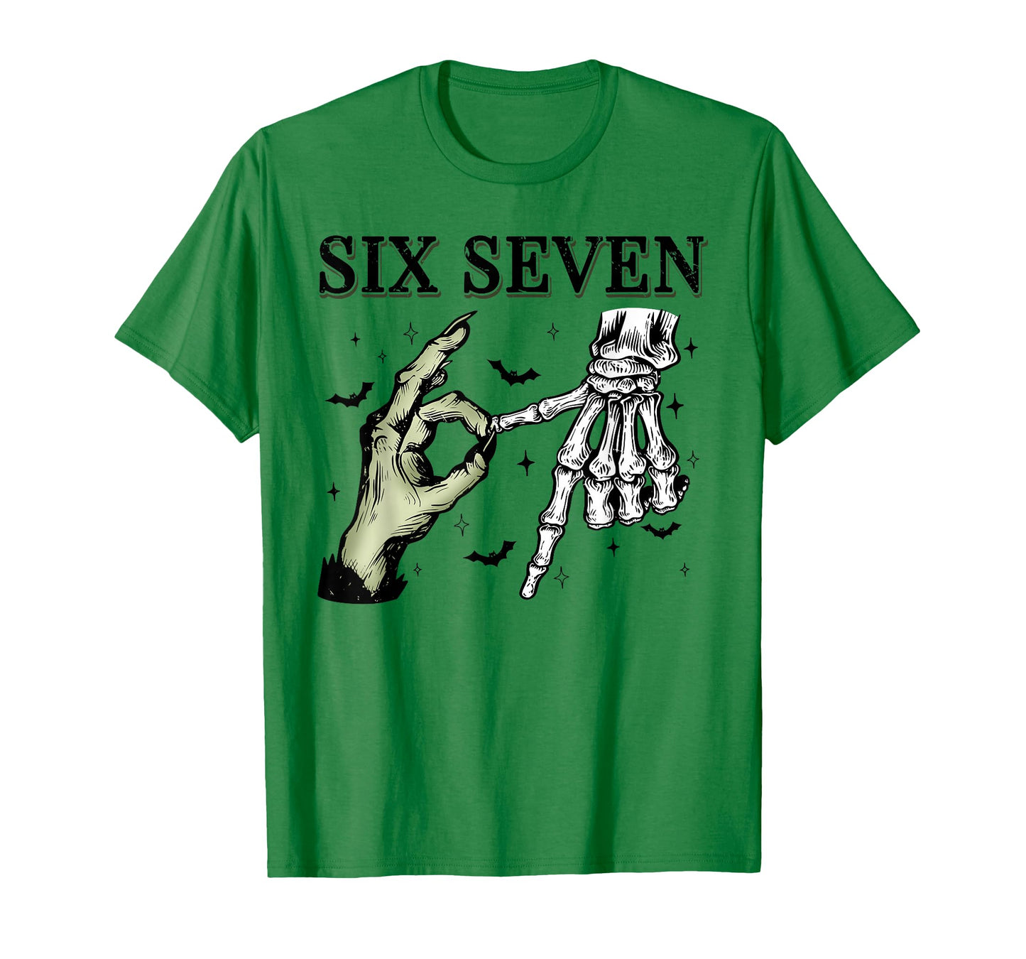 67 Six Seven Witch Skeleton Halloween Meme Funny Design T-Shirt