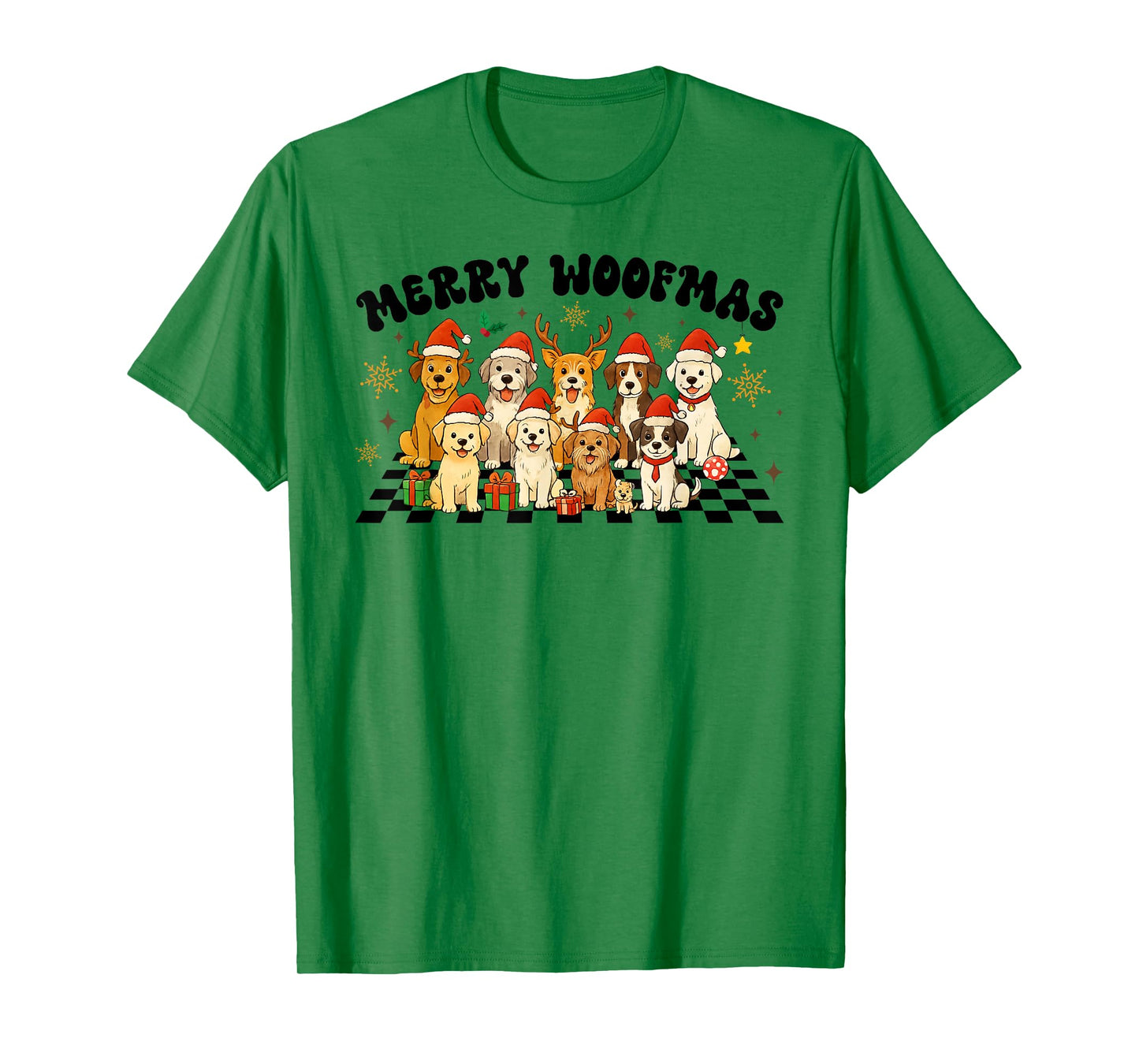 Merry Woofmas Funny Christmas Dog Lover Holiday Dog Mom T-Shirt