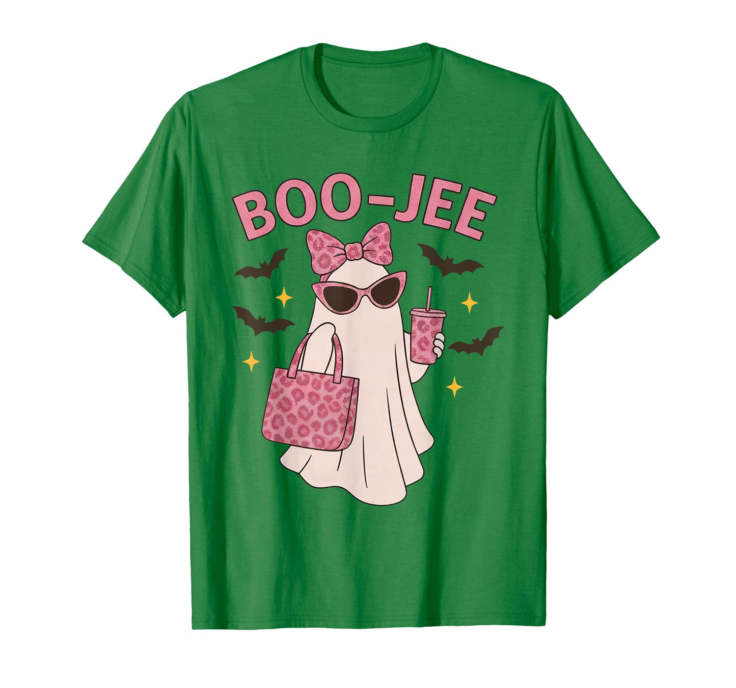 Coquette Leopard Ghost Coffee Boo-JEE Halloween Boujee Ghost T-Shirt
