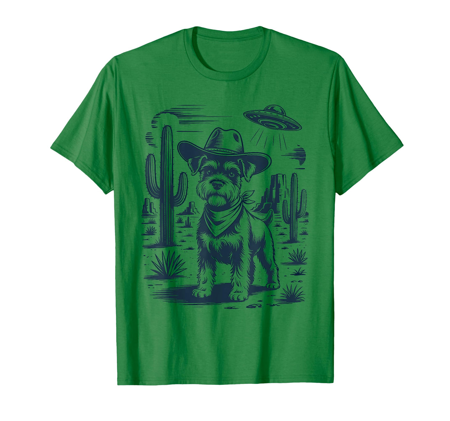 Cowboy Miniature Schnauzer Dog Vintage UFO Western T-Shirt