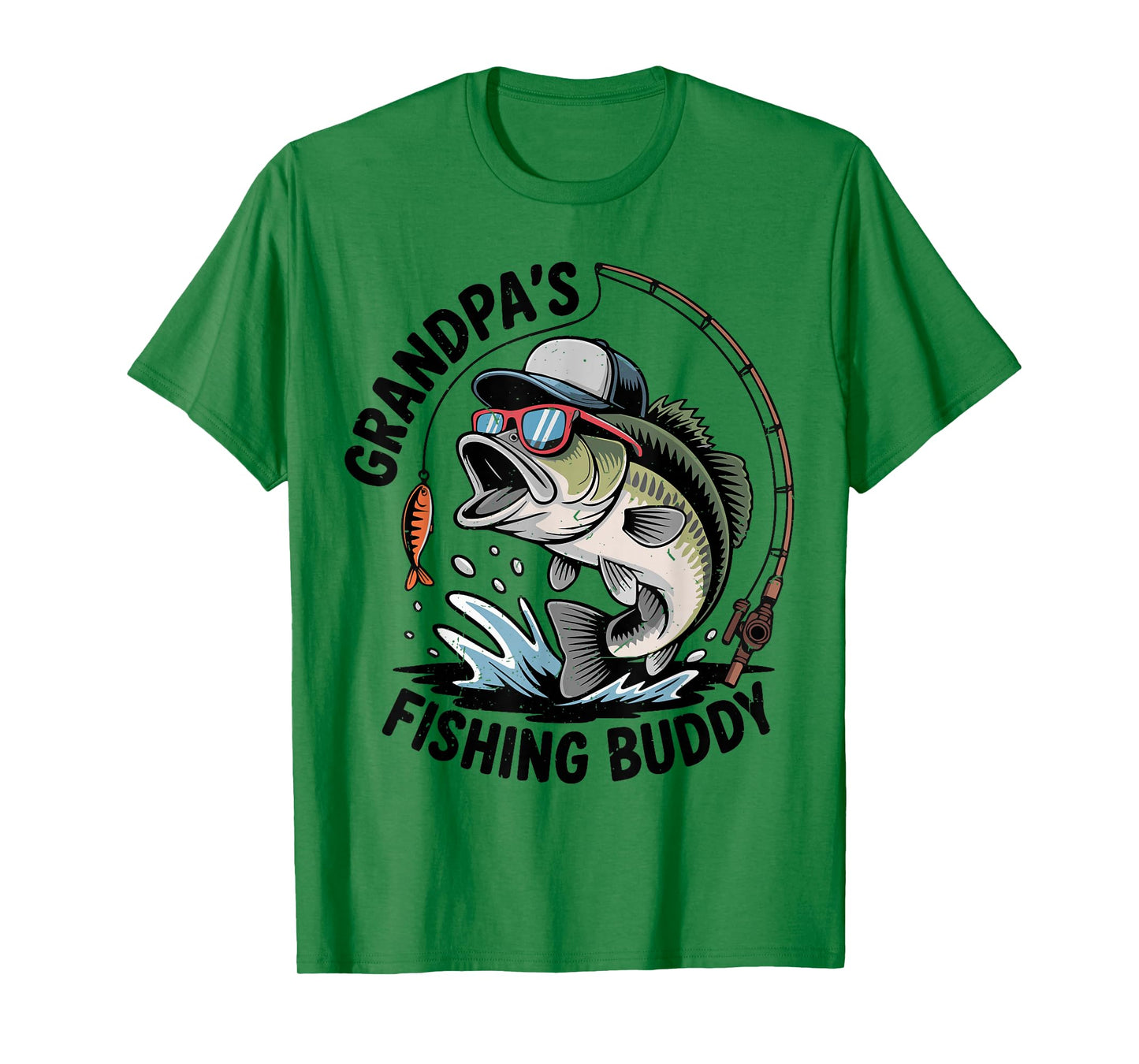 Toddler Boy Grandpa Fishing Buddy Funny Bass Fisherman Youth T-Shirt