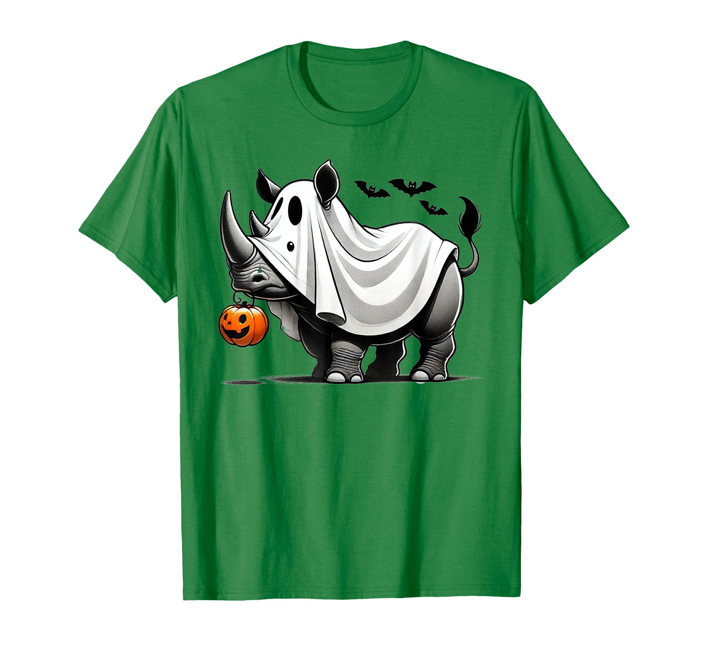 Funny Rhino Ghost Halloween Costume Rhinoceros Jackolantern T-Shirt