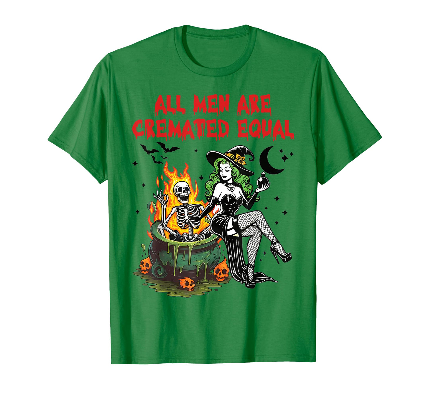 Funny Witch All Men are Cremated Equal Feminist Halloween T-Shirt