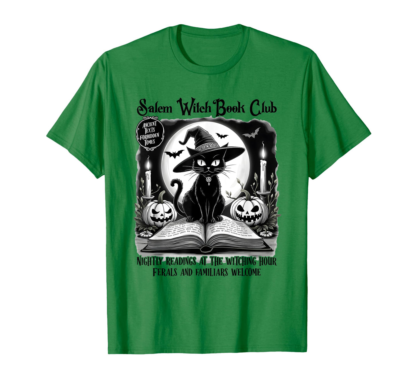 Salem Witch Book Club Spooky Halloween Black Cat Book Lovers T-Shirt for Men Women Kids