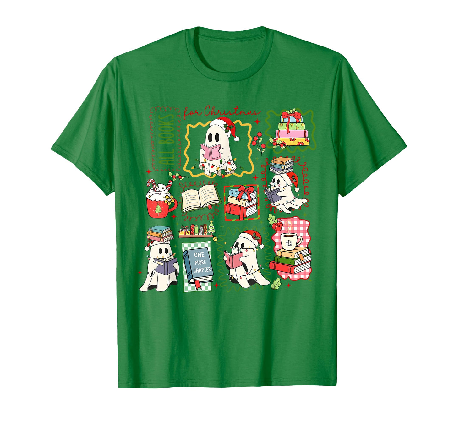 All Booked for Christmas Ghost Reading Book Lovers Spooky T-Shirt