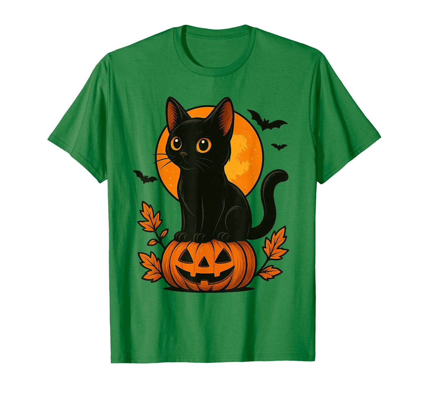 Retro Black Cat Pumpkin Halloween Costume Fall Autumn Season T-Shirt
