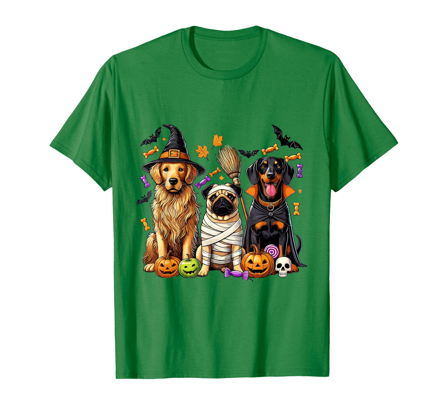 Halloween Dog Funny Spooky Pug Golden Retriever Doberman Tee T-Shirt