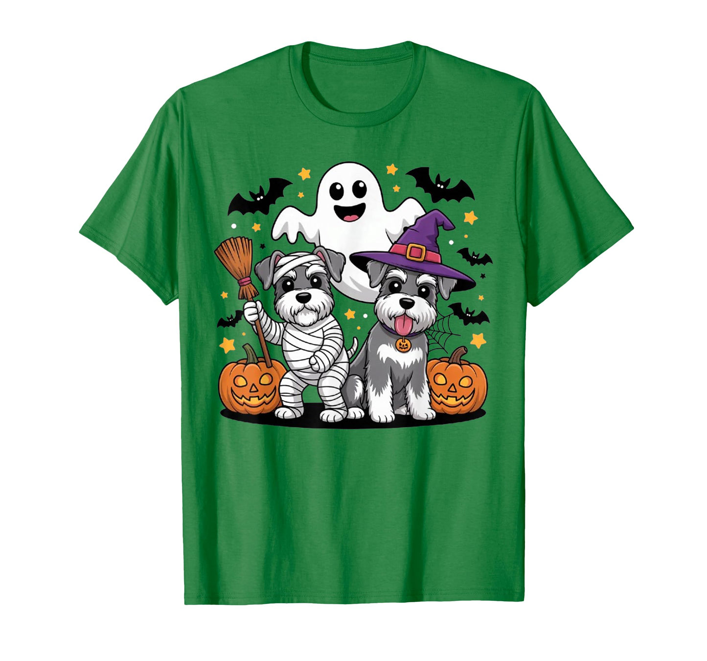 Funny Schnauzer Dog Lover Witch Mummy Ghost Halloween Party T-Shirt