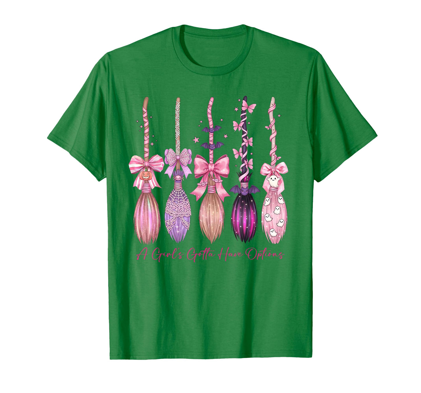 Cute Preppy Halloween A Girls Gotta Have Options Witch Broom T-Shirt