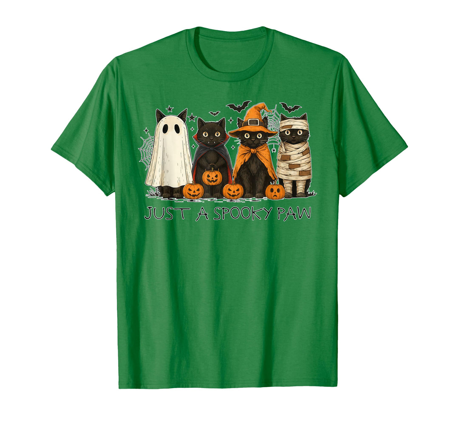 Just a Spooky Paw Halloween Cat Funny Cute Mummy Skeleton T-Shirt
