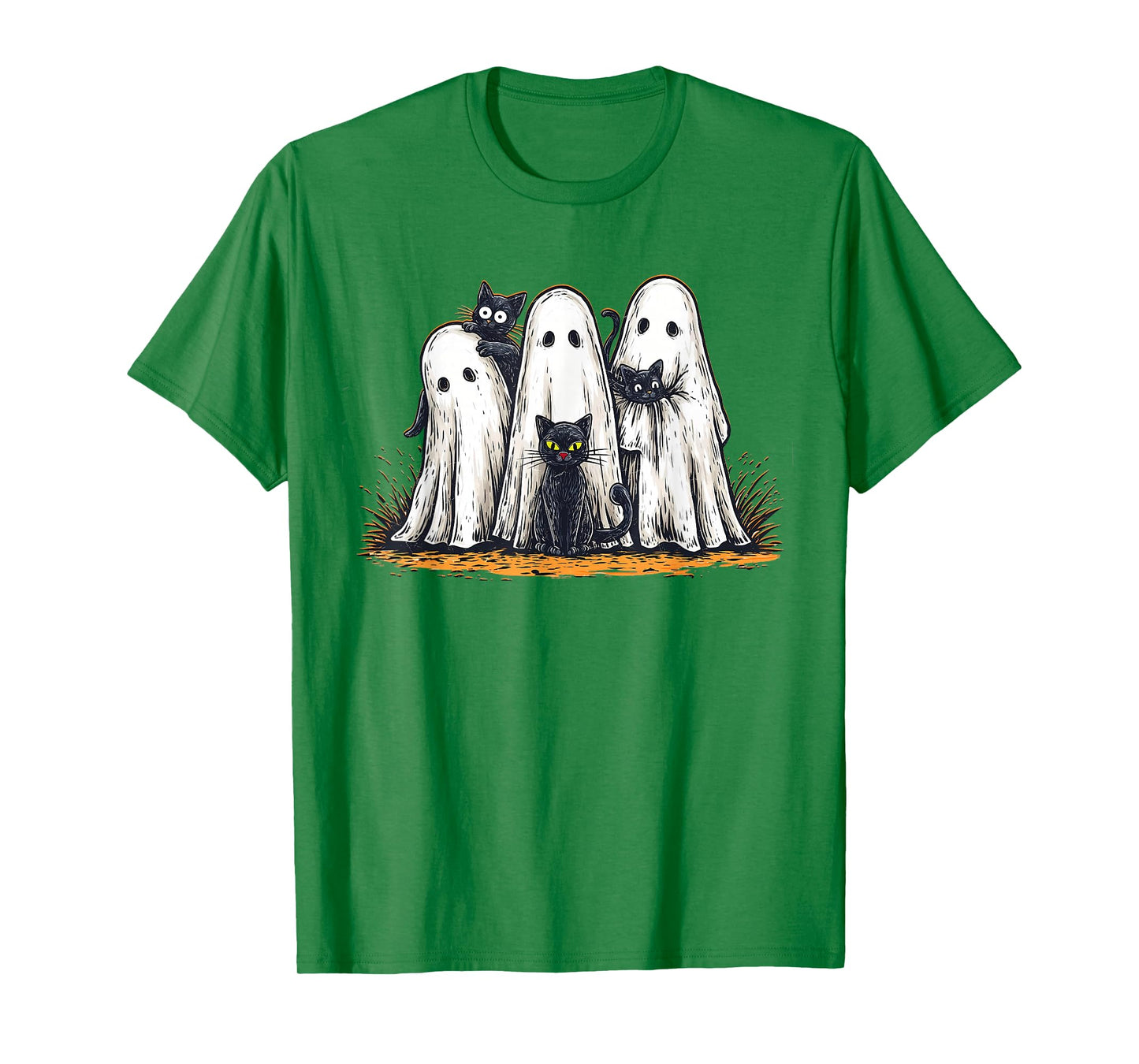 Funny Ghosts Holding Black Cats Halloween Ghost Cat Lovers T-Shirt