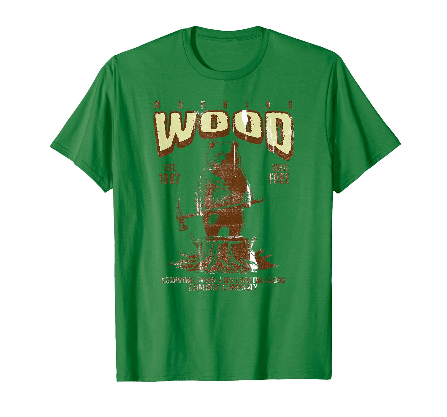 Funny Vintage Lumberjack Logo, Morning Wood Lumber T-Shirt