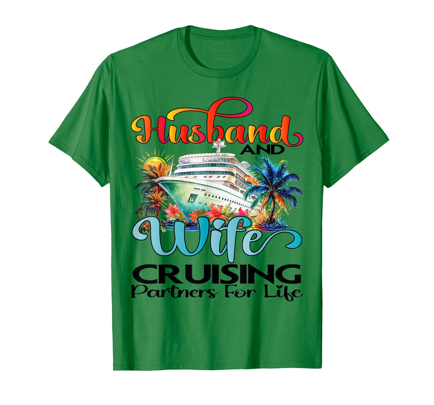 Husband Wife Partner Cruise Together 2025 Matching Unisex-Adults T-Shirt White Small Short Sleeve Cotton 80% Polyester 20% Couples Matching T-Shirt
