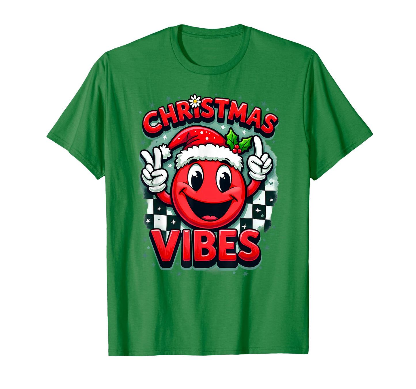 Santa Hat Smile Emoticon Christmas Vibes T-Shirt
