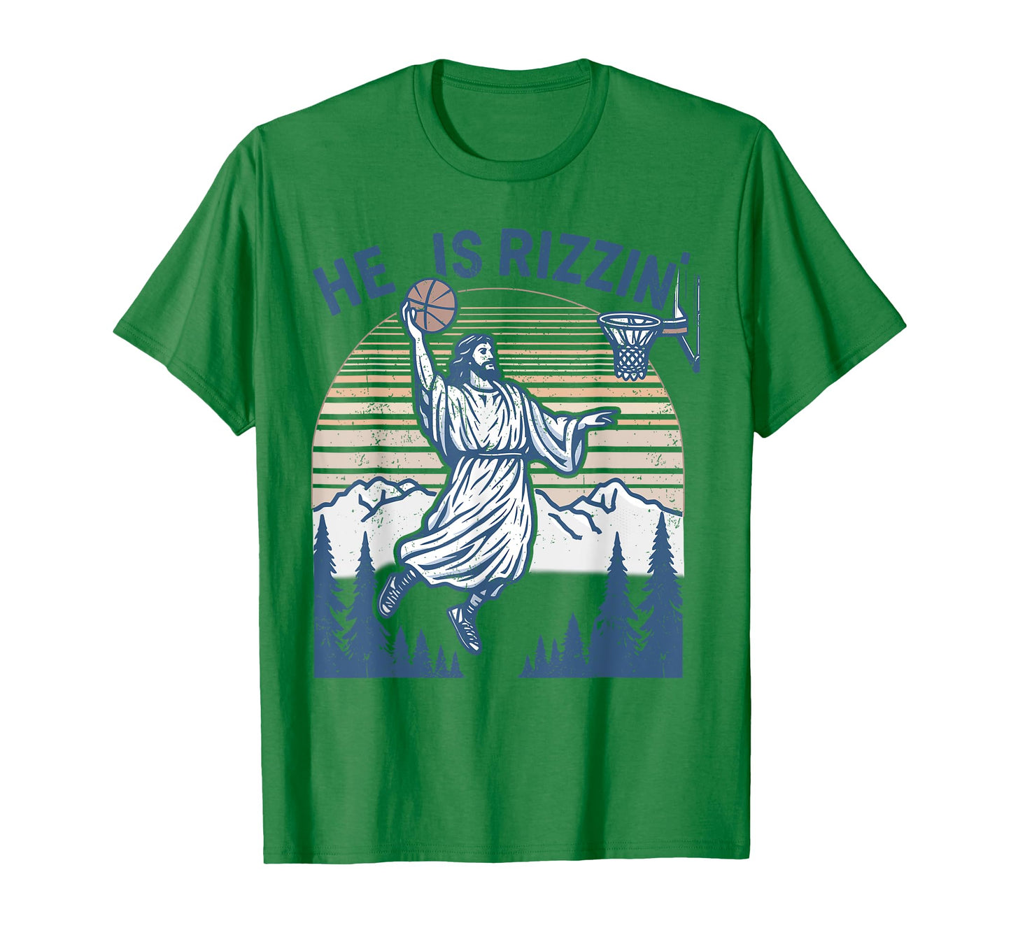 He is Risen Funny Easter Jesus Playing Basketball Mens Women T-Shirt