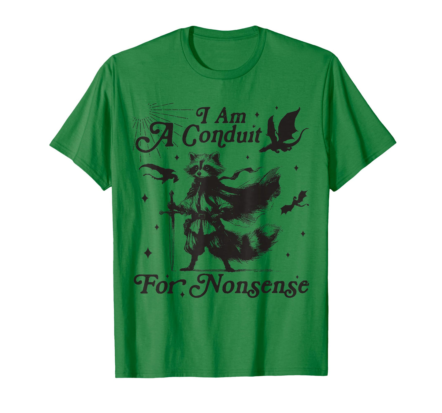 I Am A Conduit For Nonsense Trendy Raccoon Unisex-Adults Grey Small Cotton, Polyester Short Sleeve T-Shirt