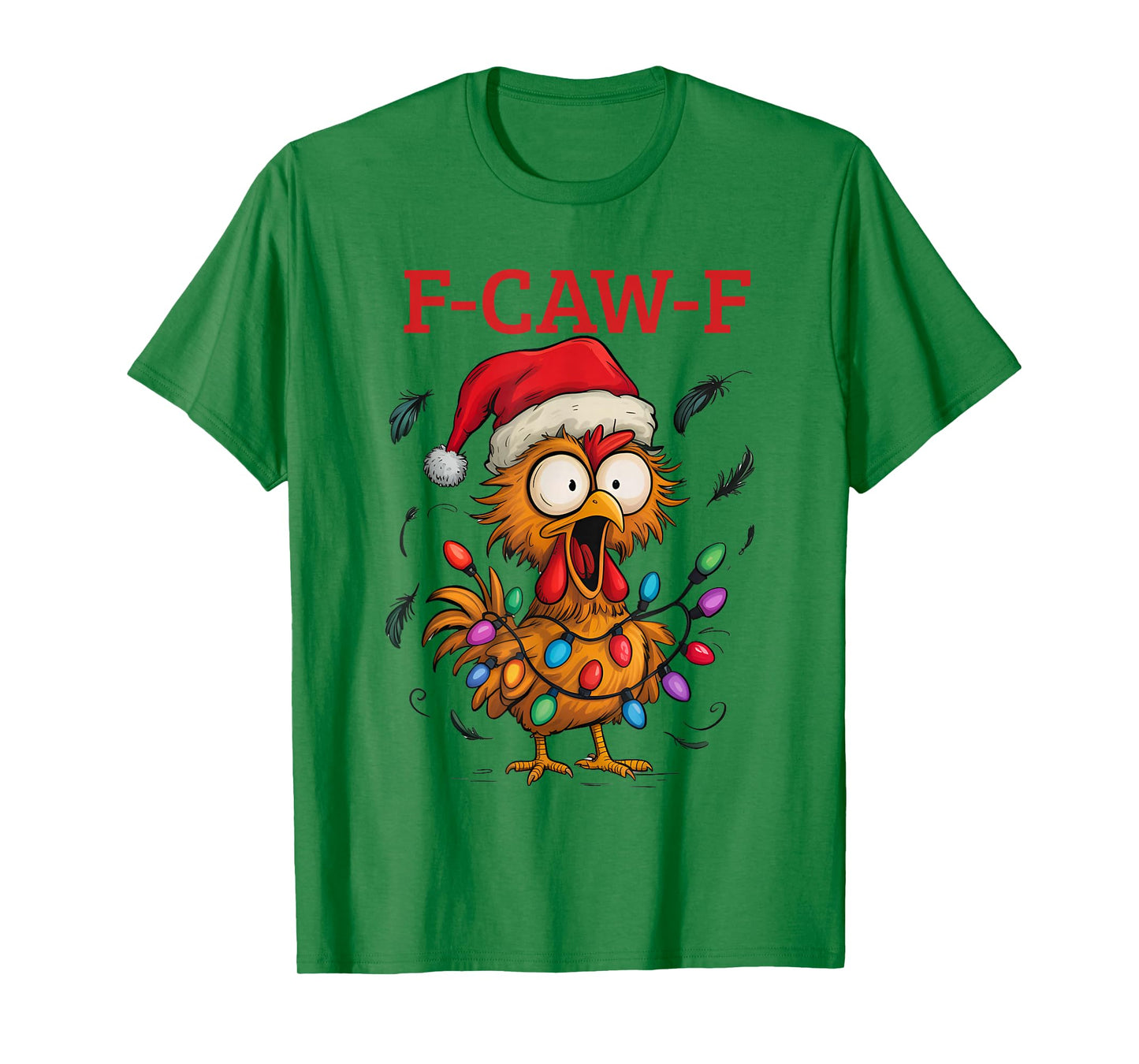 Crow F-CAW-F Black Bird Gothic Christmas Lights Santa Hat T-Shirt