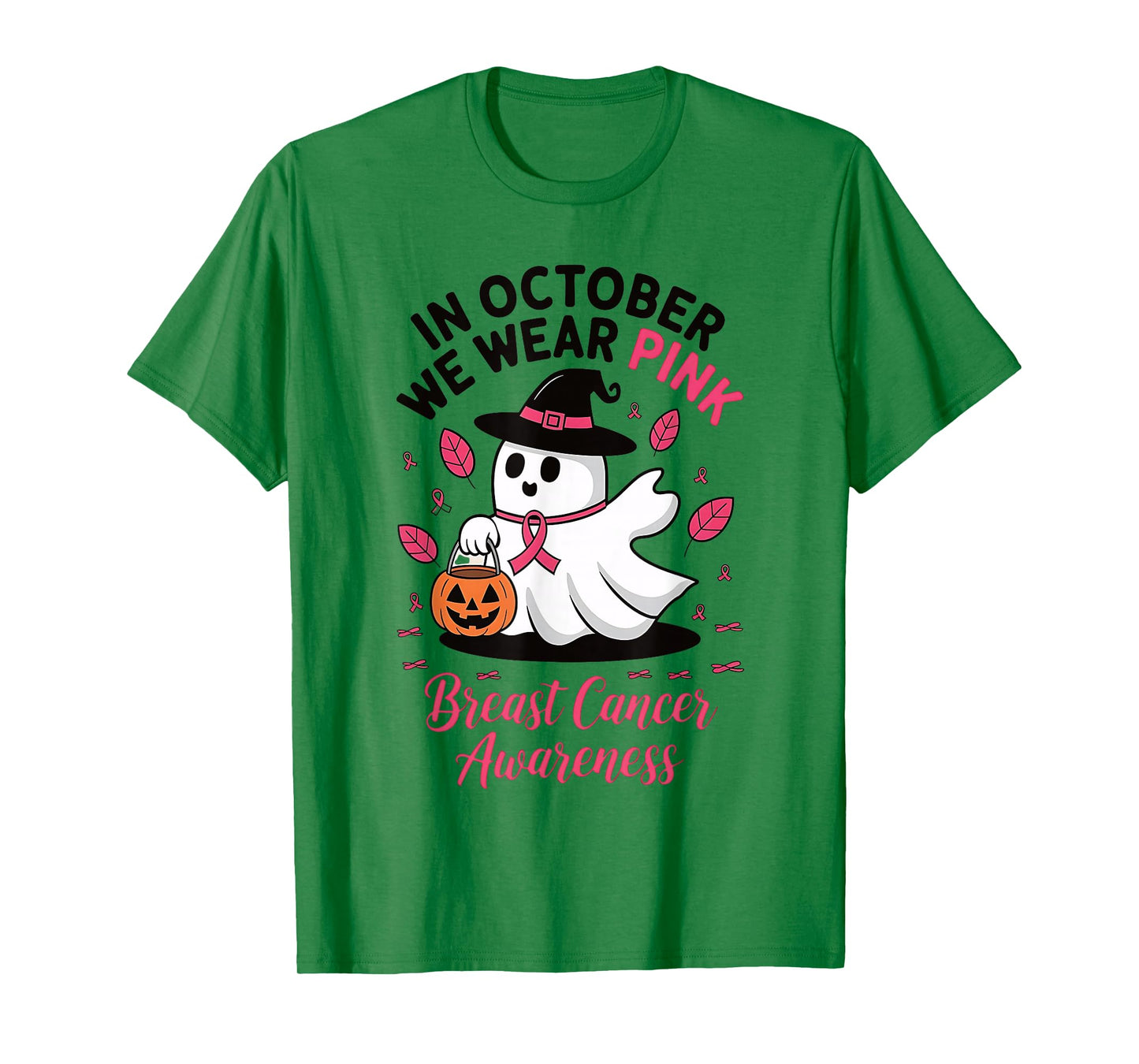 in October we wear Pink Breast Cancer Awareness Halloween T-Shirt