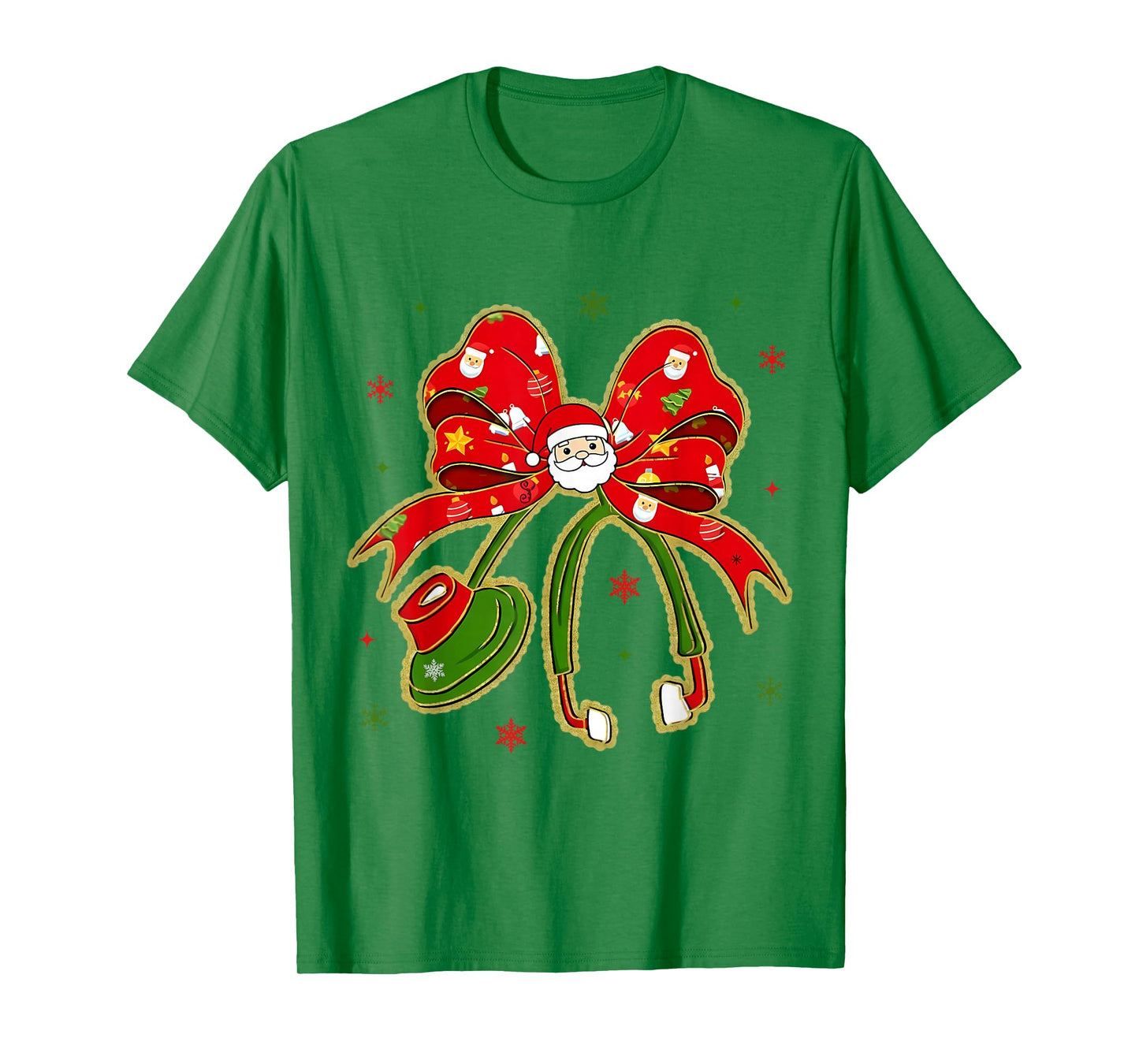 Nurse Christmas Stethoscope Nurses Xmas Pajamas Santa Women T-Shirt