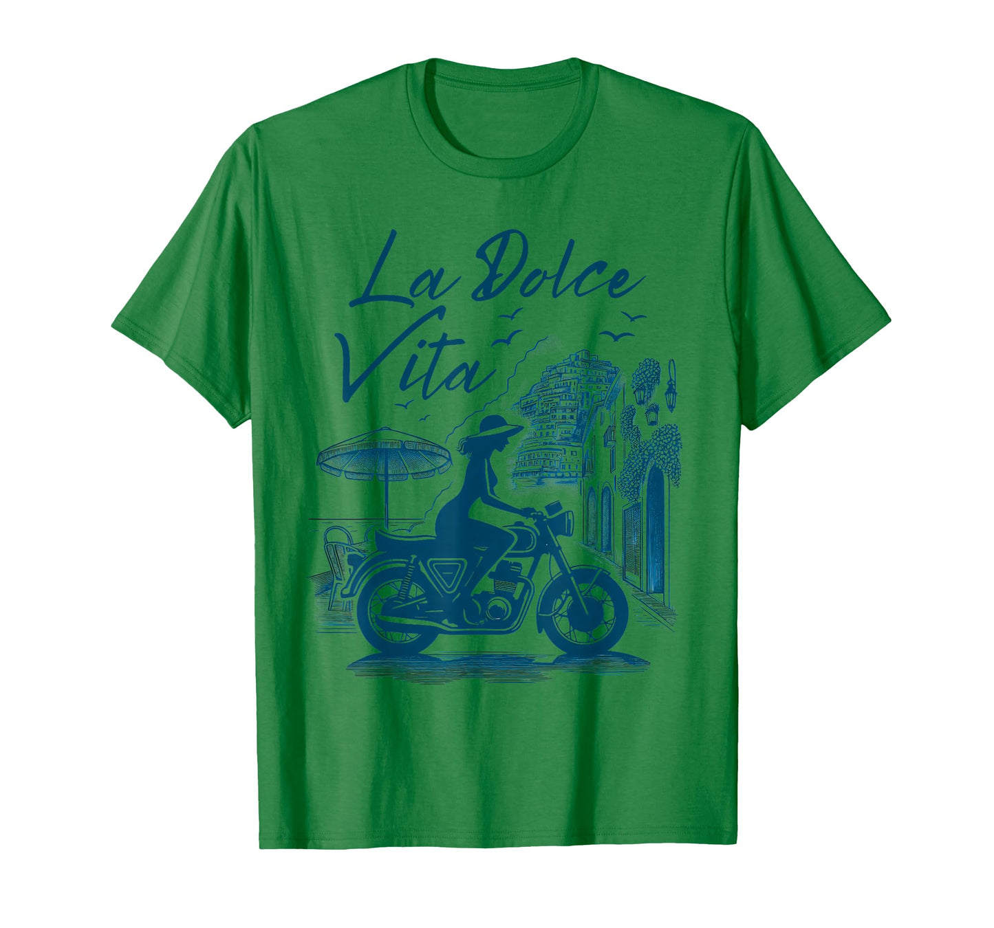 La Dolce Vita Positano Italian Coast Retro Motorcycle Woman T-Shirt