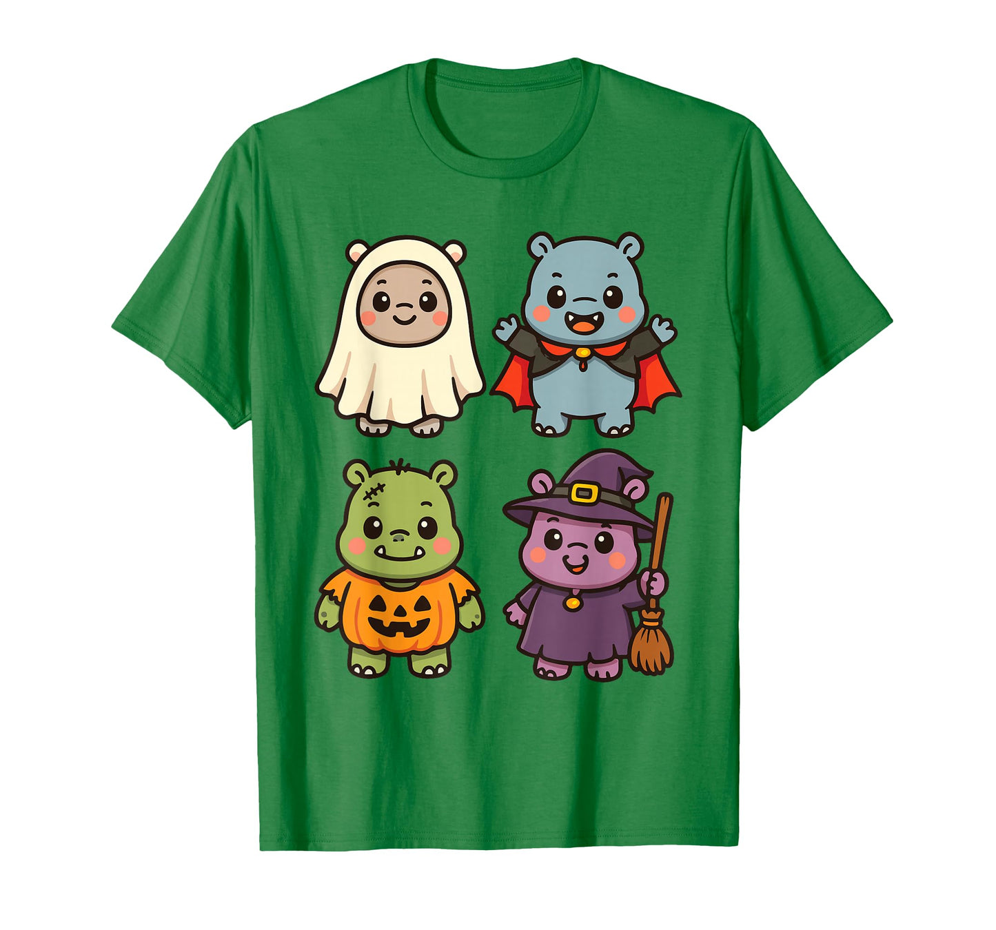 Funny Hippo Halloween Ghost Witch Zombie Costume for Boys T-Shirt