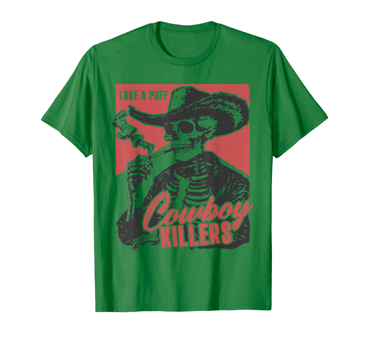 Vintage Western Skeleton Cowboy Take A Puff T-Shirt