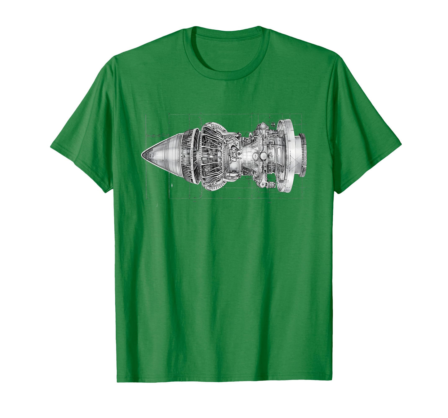 Vintage Jet Engine Block Blueprint Diagram – Men's Graphic T-Shirt