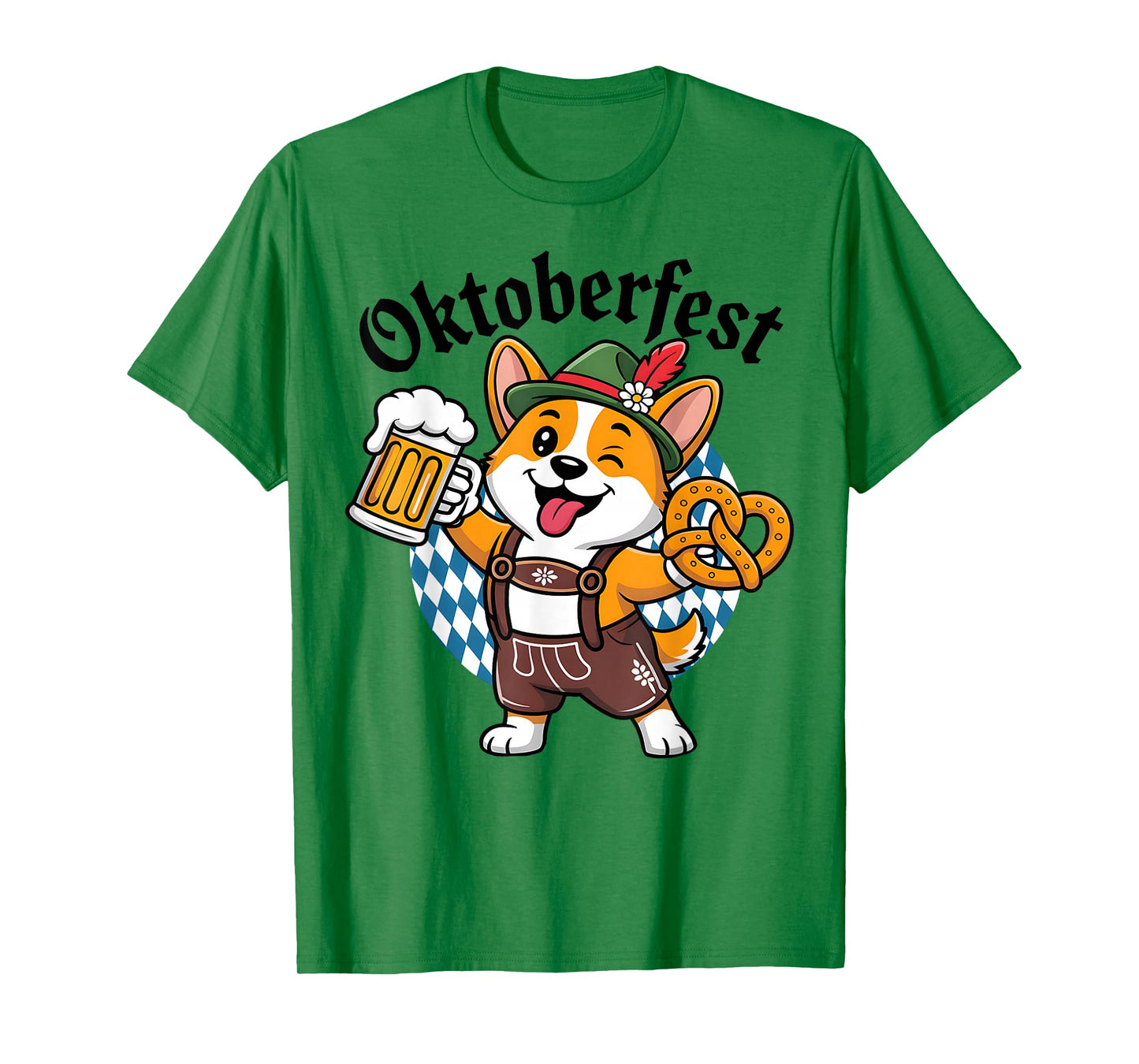 Oktoberfest Corgi Lederhosen Beer Pretzel Design Cute Dog T-Shirt
